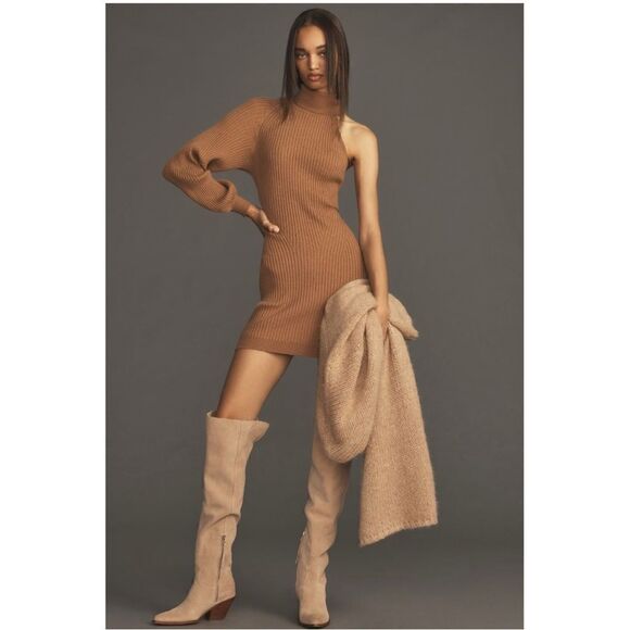 NEW By Anthropologie Asymmetrical Slim Cold Shoulder Sweater Mini Dress Plus 3X - Picture 5 of 8